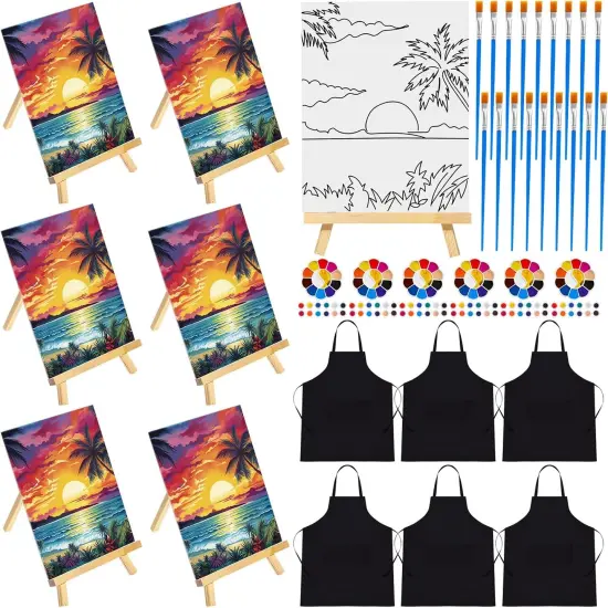 48 Pcs Pre Drawn Canvas Painting Kits (Seaside Sunset) {1}