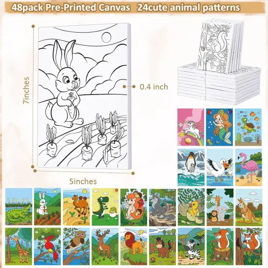 48 Pcs Pre Drawn Canvas Painting Kits - 5 x 7 Inch {3}