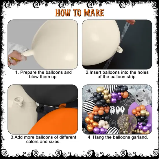 125 Pcs Black Gold Purple Orange Balloon(Purple Gold Black) {2}