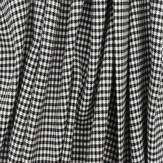 Simple Black-White Houndstooth Check Polyester Twill Woven Fabric By the Yard {2}