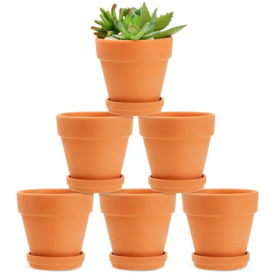 Juvale 4-inch 6 Pack Small Terracotta Pots with Saucer and Drainage Hole - Clay Planter for Indoor and Outdoor Succulents, Flowers and Plants {1}