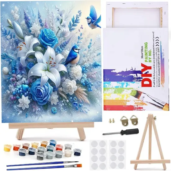 Blue Flower Paint by Numbers Kits - 8Wx12L inch {1}
