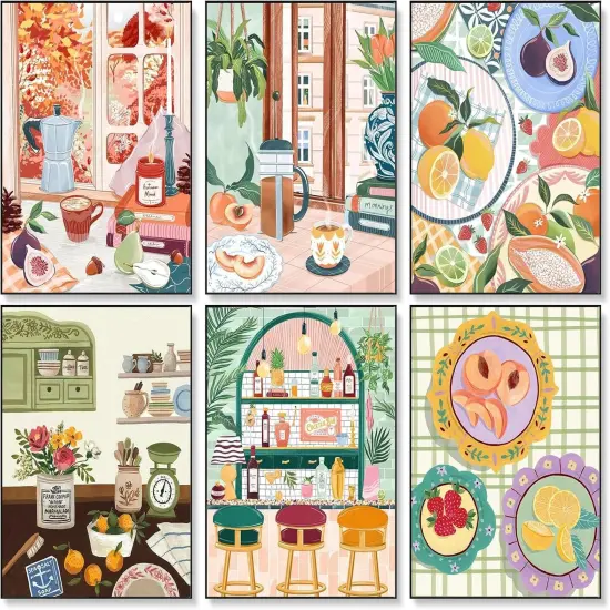 6 Pack Coffee Paint by Numbers Kit - 10&rdquo; W x 14&rdquo;L {1}