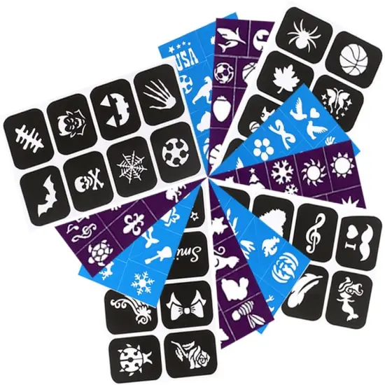 112 Piece Face & Body Paint Stencils(multicolor) {1}