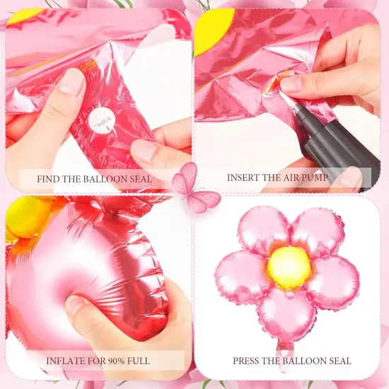 12 Pcs Light Pink Flower Balloon Huge Aluminum Foil(pink) {3}