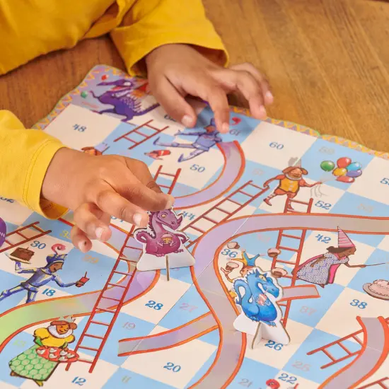 eeBoo: Slips & Ladders - Dragon Edition &ndash; A Classic Board Game Of Ups & Downs, Whimsical Fantasy Theme, Holographic Foil Accents, Kids 5+, 2-4 Players {6}