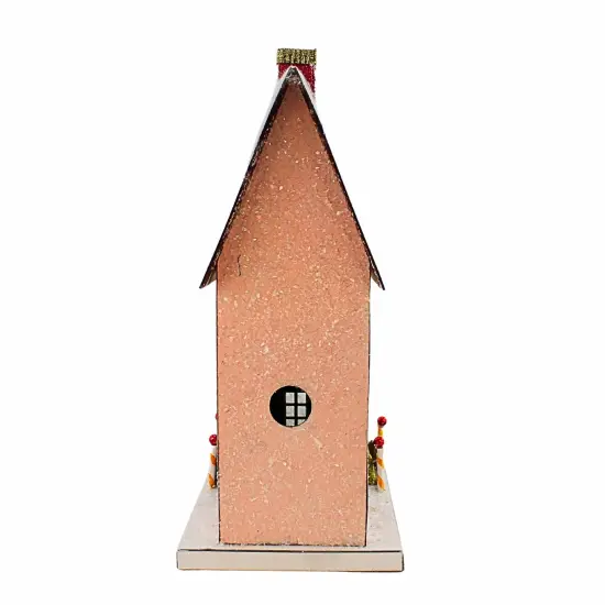Cody Foster 15.5 Inch Petit Townhouse House Christmas Putz House , Christmas Decor Putz Village Deer Retro Pink {4}