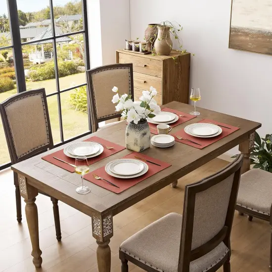 Heat Resistant Double Layered Thickened Burlap Fall Place Mat(Orange) {6}