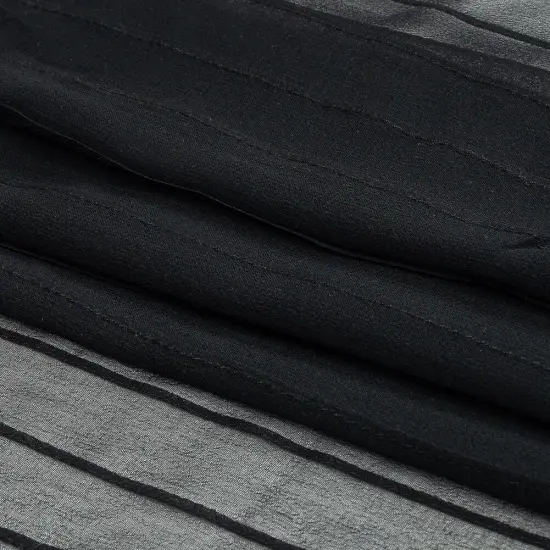 1 Yard Black Beauty Pintucked Silk Chiffon Fabric Sheer Striped Lightweight 44 inch Width {1}