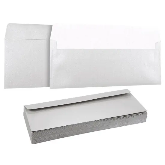50 Pack #10 Metallic Silver Business Envelopes - Value Pack Rectangular Flap Envelopes - 4 1/8 x 9 1/2 Inches {1}