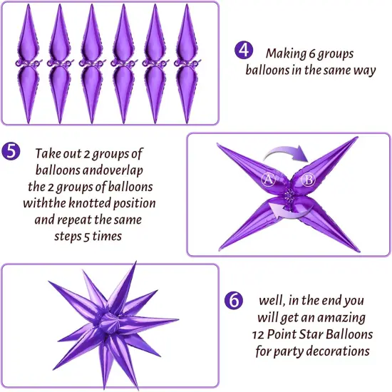 12 Point cone Explosion Star Foil Balloons(purple) {5}