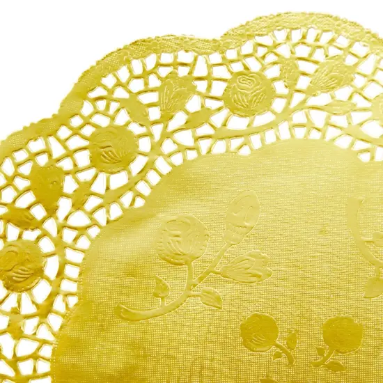 100 Pack 12 Inch Gold Doilies, Round Paper Placemats for Weddings, Desserts, Table Settings {5}