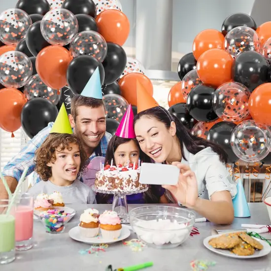 Orange and Black Confetti Party Balloon(Black Orange) {2}