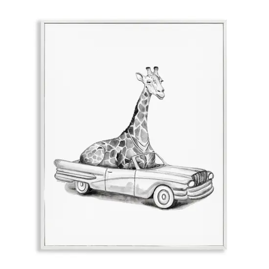Stupell Industries Giraffe in Vintage Vehicle Framed Giclee, design by Rachel Nieman {1}