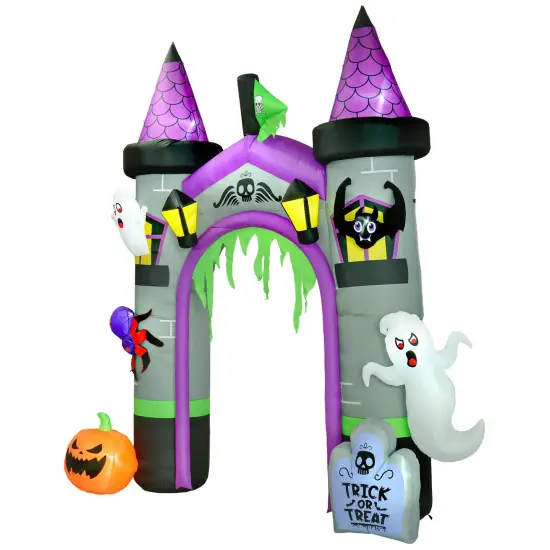Outsunny 12ft Large Inflatable Halloween Archway with Ghost, Pumpkin, Spider and Bat {1}