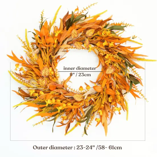 24'' Autumn Fall Wreath (Orange) {2}