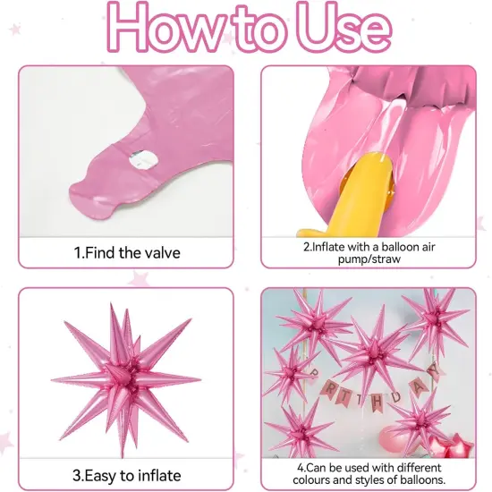 22Inch Large Pink Star Balloon Explosion Foil Balloons (Pink) {5}