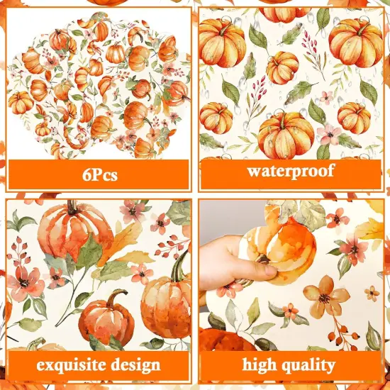 6 Pcs Fall Watercolor Placemats 12 x 17 Inches(Yellow) {3}