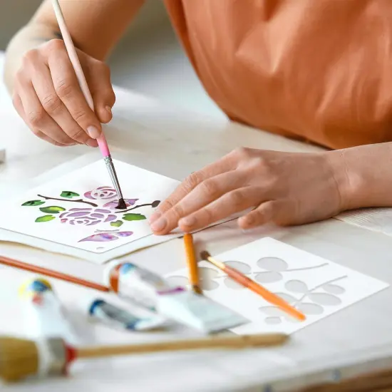 66 Pcs Small Stencils for Crafts Reusable 3 Inch Stencils (Flowering Plants) {4}