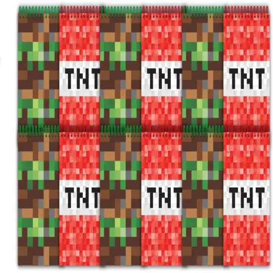 TINYMILLS Pixel Miner Party Favor Set of 60 Pcs (12 Party Favor Treat Goody Bags with Handles, 24 Self-Ink Stamps for Kids, 12 multi-point pencils, 12 small spiral notepads) {3}