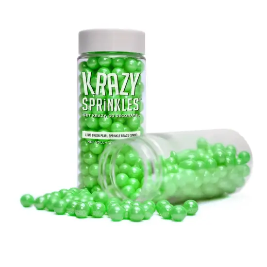 Krazy Sprinkles - Lime Green 8mm Beads (1/2 Cup, 1x Jar) for Cakes, Ice Cream & Cookies {3}