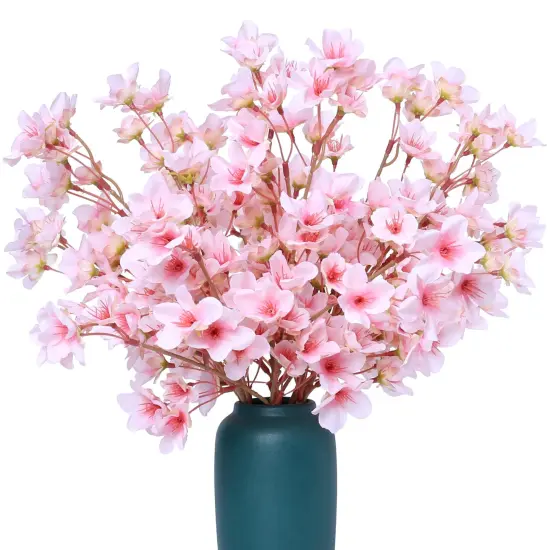6Pcs Artificial Cherry Blossom Branches Decor Fake Flowers 16" Silk Faux Flowers for Decoration Spring Peach Bouquet Home Wedding Bedroom Party Japanese Garden Table Centerpiece Decor(Pink) {1}