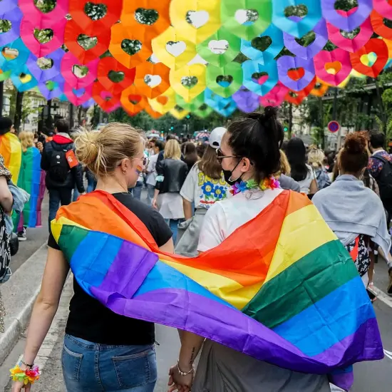 6 Pieces Colorful Rainbow Heart Banner - 60 Feet Colorful Rainbow Gay Pride Paper Garland - Heart Shape Hanging Decorations {5}