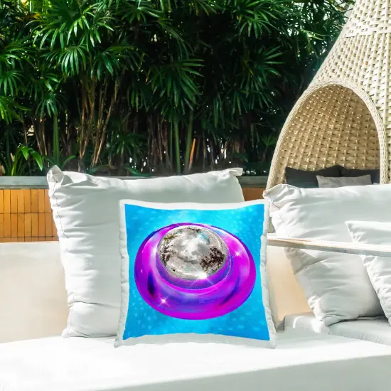 Disco Ball Pool Ring Design by Ziwei Li Outdoor Printed Pillow  {2}