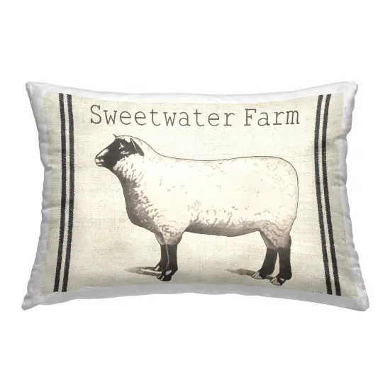 Vintage Farm Sheep Design by Gwendolyn Babbitt Holstein Throw Pillow  {1}