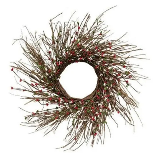 Pip Twig Berries Wreath Green Red White {1}
