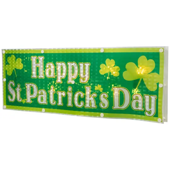 Northlight Lighted Holographic Happy St. Patrick's Day Window Decoration - 17" Green {5}