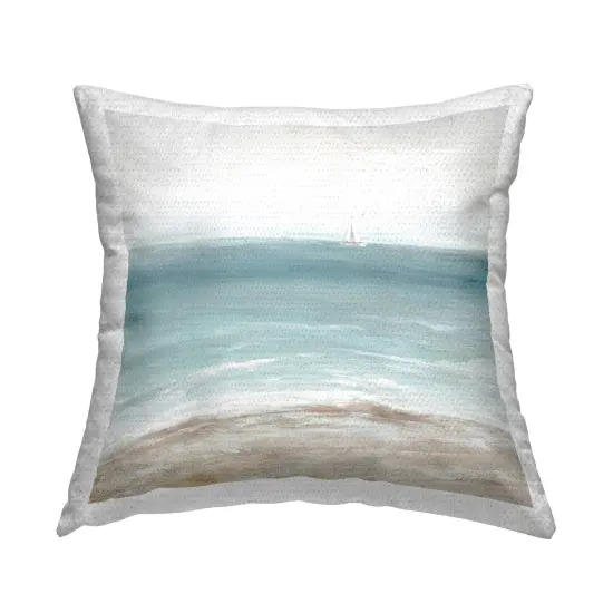 Distant White Sailboat Outdoor Printed Pillow Design by Nan, 18 x 7 x 18 {1}