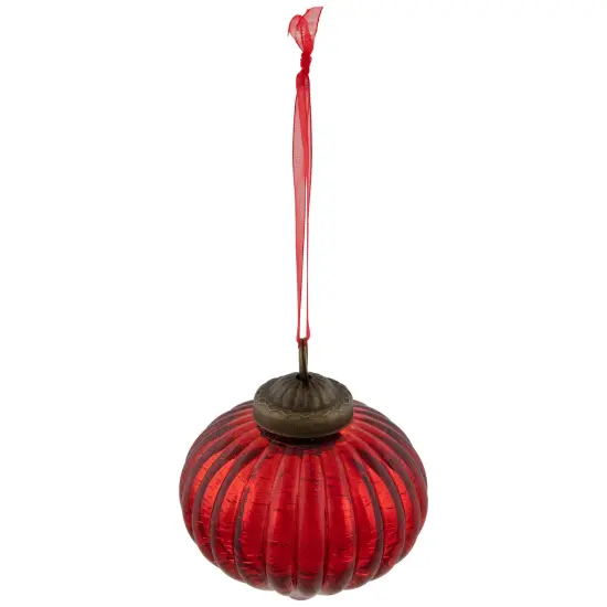 Northlight 3" Red Crackle Glass Onion Christmas Ornament {7}
