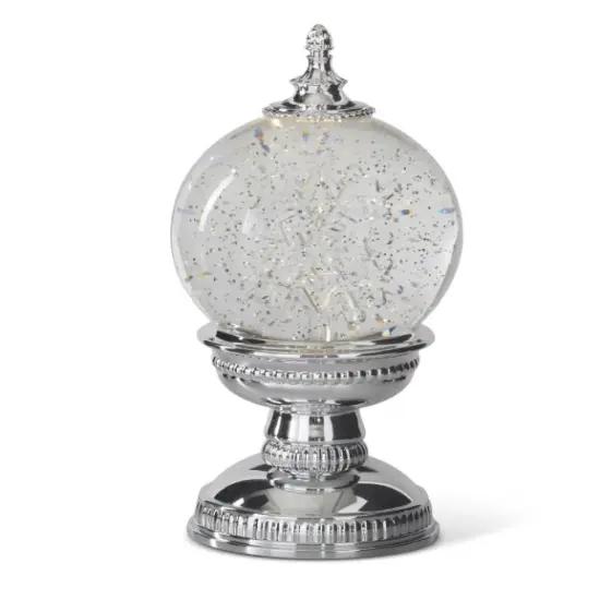 9.75" Silver Water Snowflake Globe with Timer- Elegant Christmas Decoration {1}