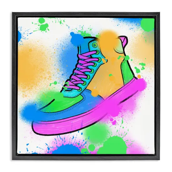 Stupell Industries Splattered Cool Sneakers Framed Floater Canvas Wall Art Design by Marcus Prime {6}