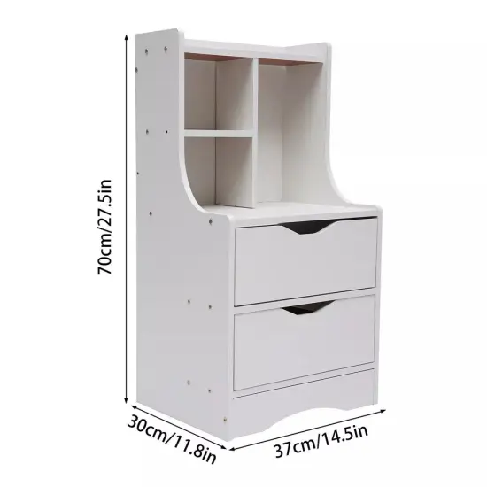 Modern Nightstand Bedside Table W/2 Drawers White Bed Side End Table Bedroom {3}
