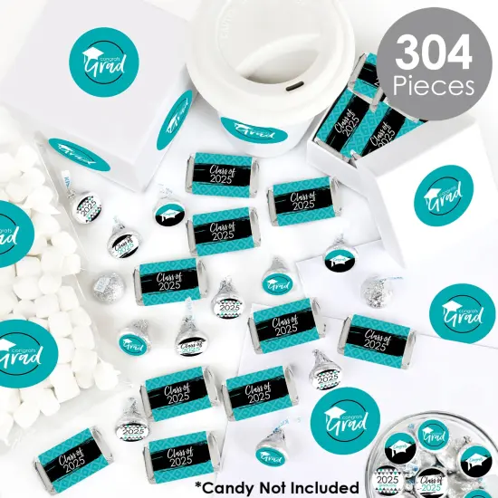 Big Dot of Happiness 2025 Teal Graduation Party Candy Favor Sticker Kit - 304 Pieces {3}