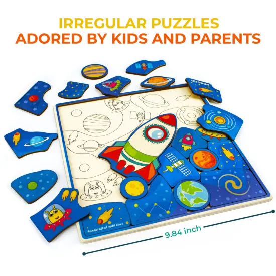 28 Pieces Wooden Puzzles for Kids | Rocket {2}