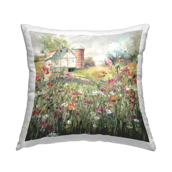 Scenic Farm in Bloom Decorative Printed Throw Pillow Design by Carol Robinson, 18 x 7 x 18 {1}