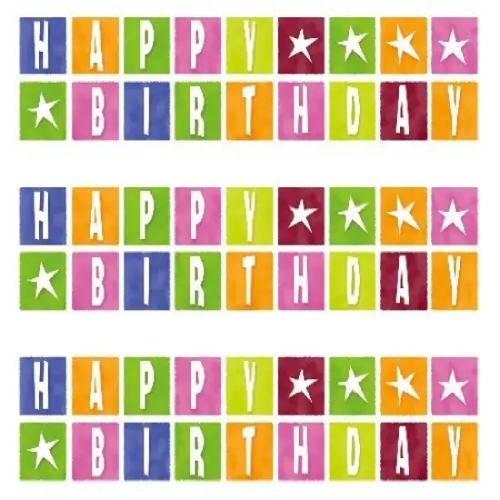 Happy Birthday Blocks Edible Cake Border Decoration {1}