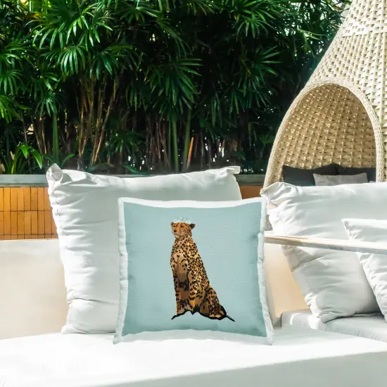 Leopard with Elegant Crown Design by Amelia Noyes Outdoor Printed Pillow {2}