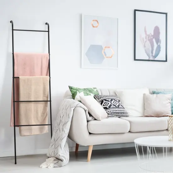 Blanket Ladder Towel Ladder for Bathroom Blanket Rack for Living Room Bathroom Laundry Room Black {6}