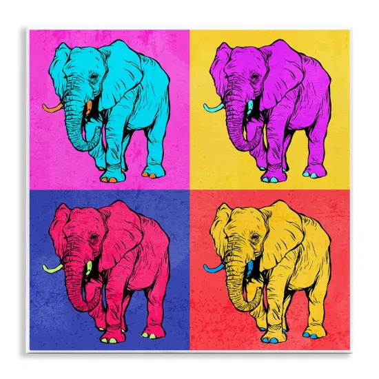 Stupell Industries Bold Pop Elephants Wall Plaque Art Design by Ziwei Li {1}