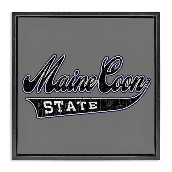 Stupell Industries Varsity Maine Coon State Framed Floater Canvas Wall Art Design by Spirit Animals/Life Is High {1}