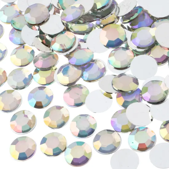 John Bead 12mm (SS50) Round Acrylic Flat Back Rhinestones, 400pcs Crystal AB {1}