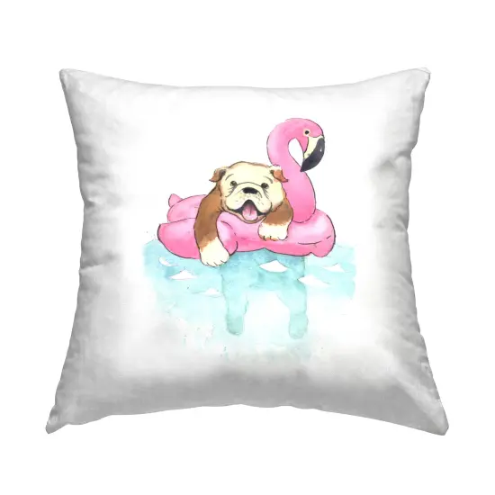 Bulldog in Pool Float Decorative Printed Throw Pillow Design by Geoff Allen, 18 x 7 x 18 {1}