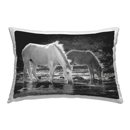 Horse & Foal on Shore Design by JG Studios Outdoor Printed Pillow {1}