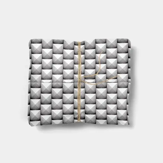 Fine Line Black and White Tiles Gift Wrap {1}