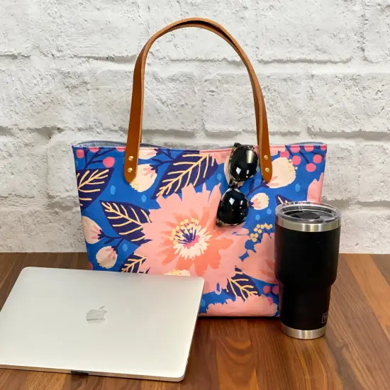 Crosscut Sewing Co.&reg; Market Tote Bag Sewing Project Kit for Beginners with Fabric, Instructions and Video Dahlia blue {4}