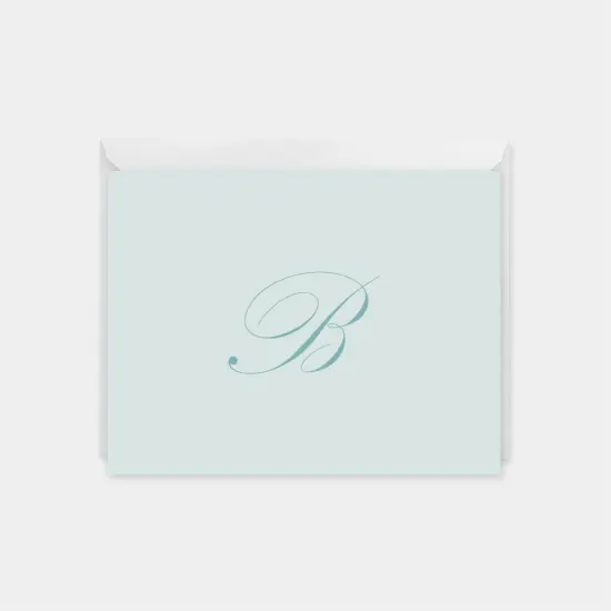 Powder Blue Ornate Script Monogram Note Cards {3}